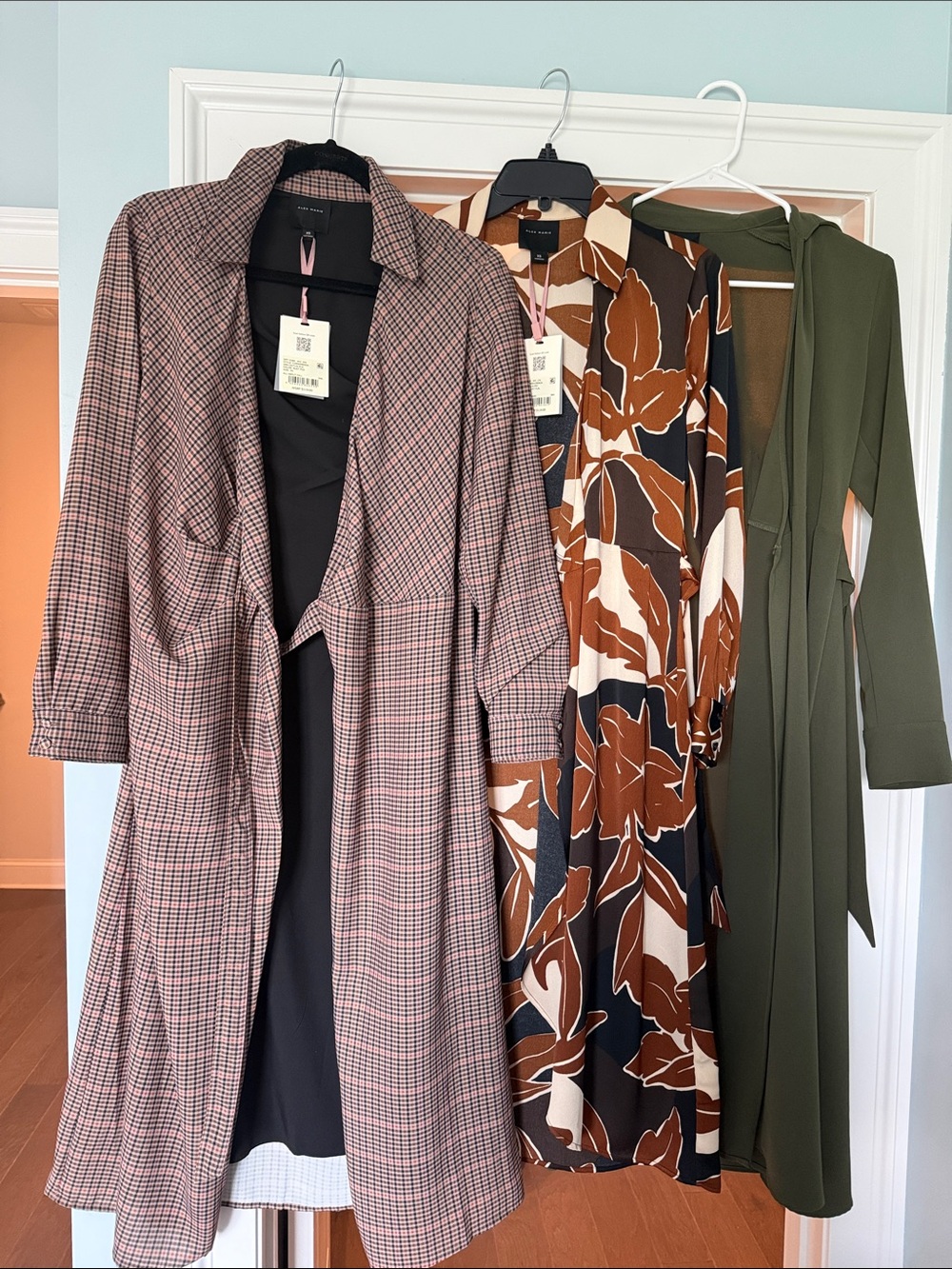 Alex Marie Brown Plaid Midi Jacket Dress